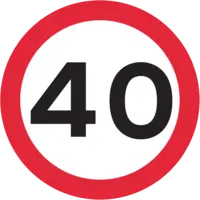 Maximum speed of 40 mph sign - UK Road Sign