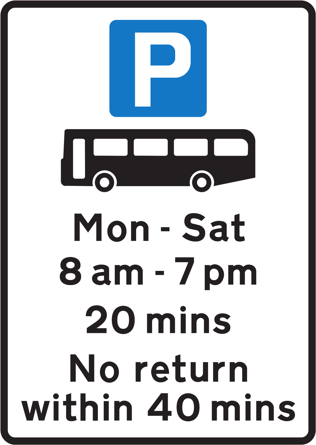 Parking place for buses only (with time limit) sign - UK Road Sign