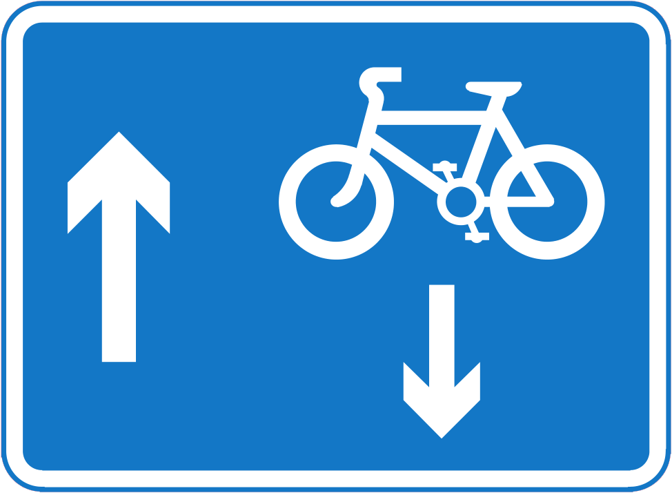 Contrflow Signs Contra-flow pedal cycles in a one-way street sign - UK Road Sign