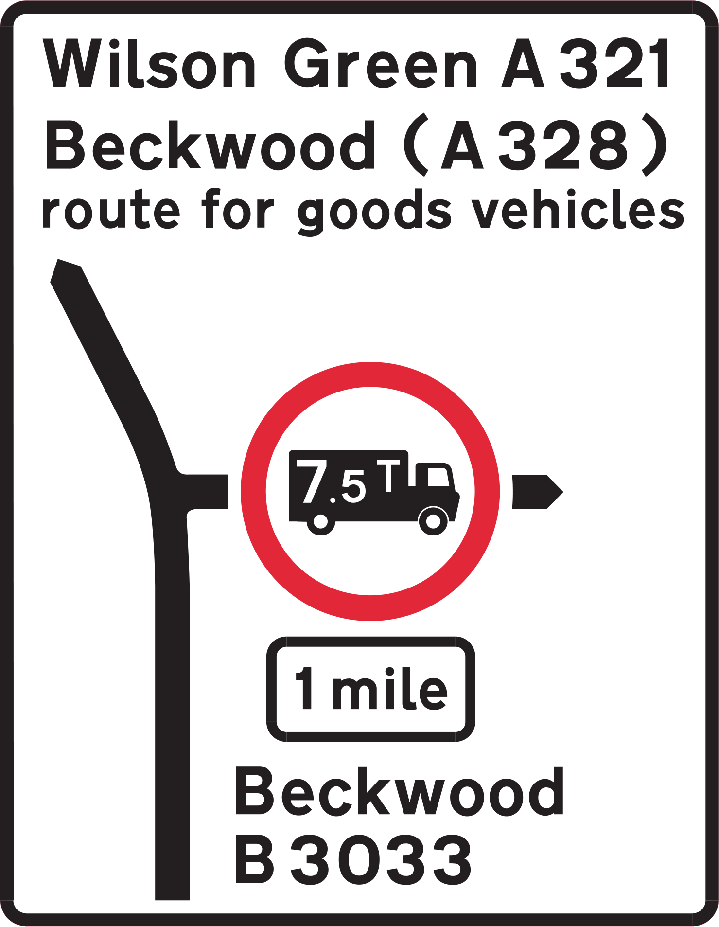 Use Alternative Roat Sign Alternative route for goods vehicles over 7.5 tonnes sign - UK Road Sign