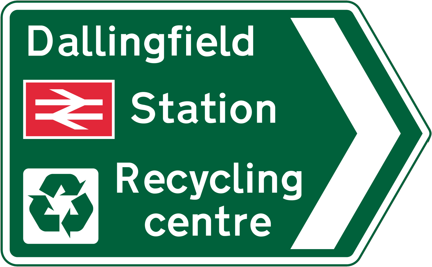 Local destinations, including a railway station and recycling centre ...