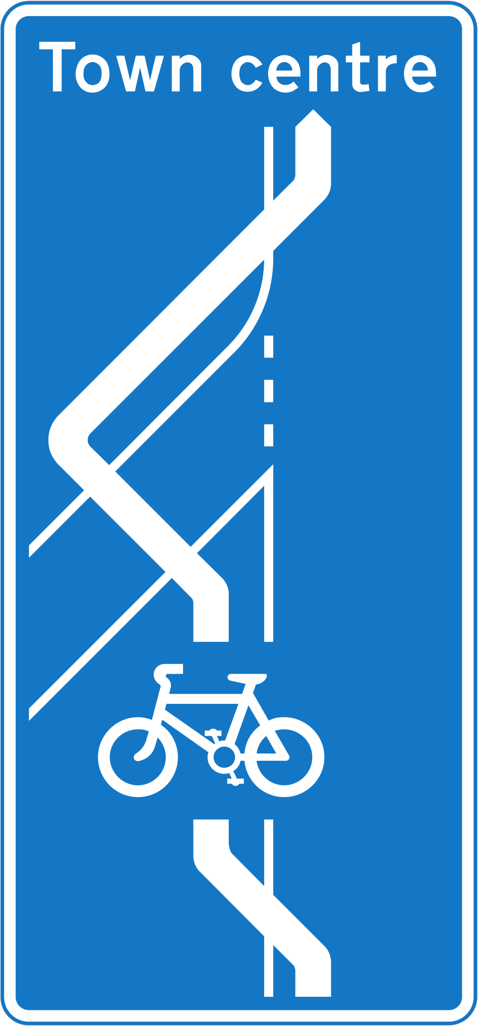 Cycle route across an entry slip road sign - UK Road Sign