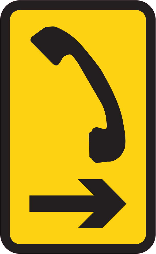 Nearest Phone Location. Sign Direction to phone sign - UK Road Sign
