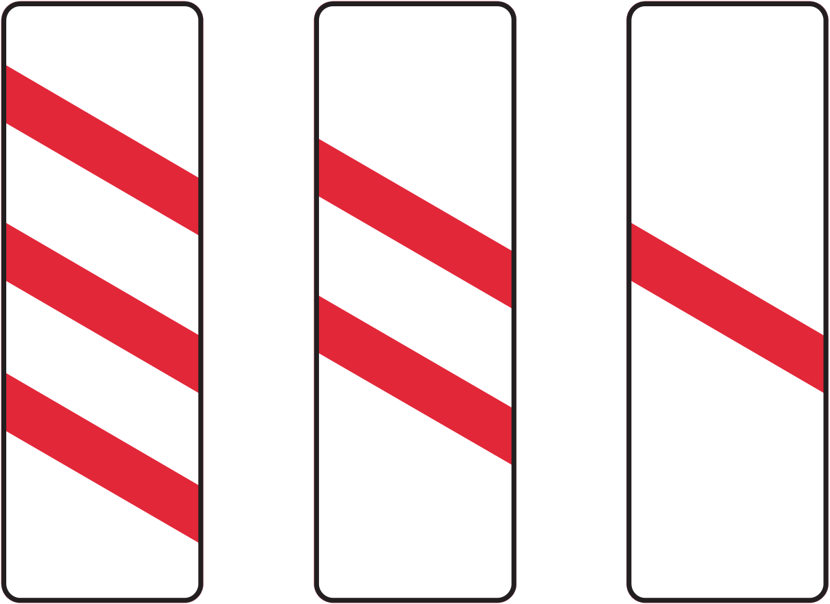 Countdown markers on the approach to a level crossing sign - UK Road Sign