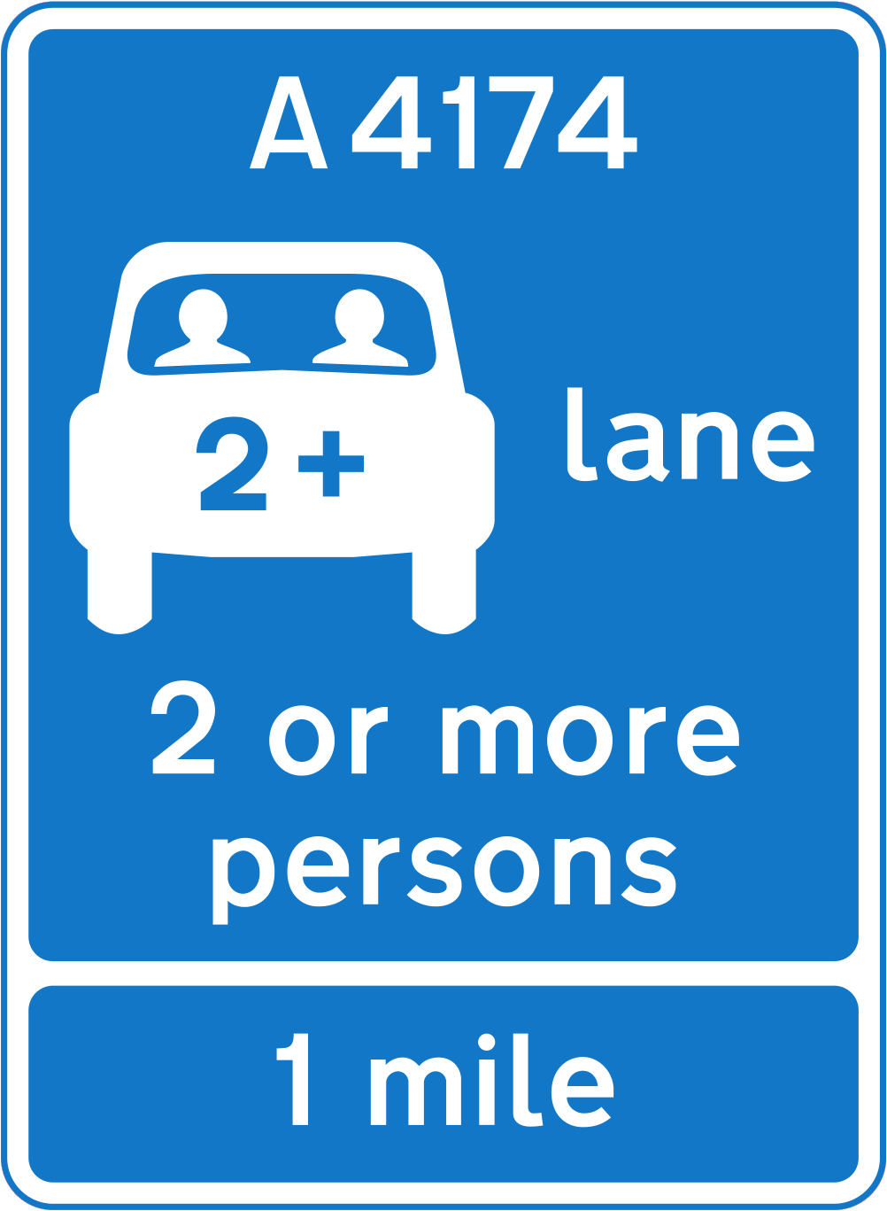 Advance warning of a HOV lane ahead sign - UK Road Sign