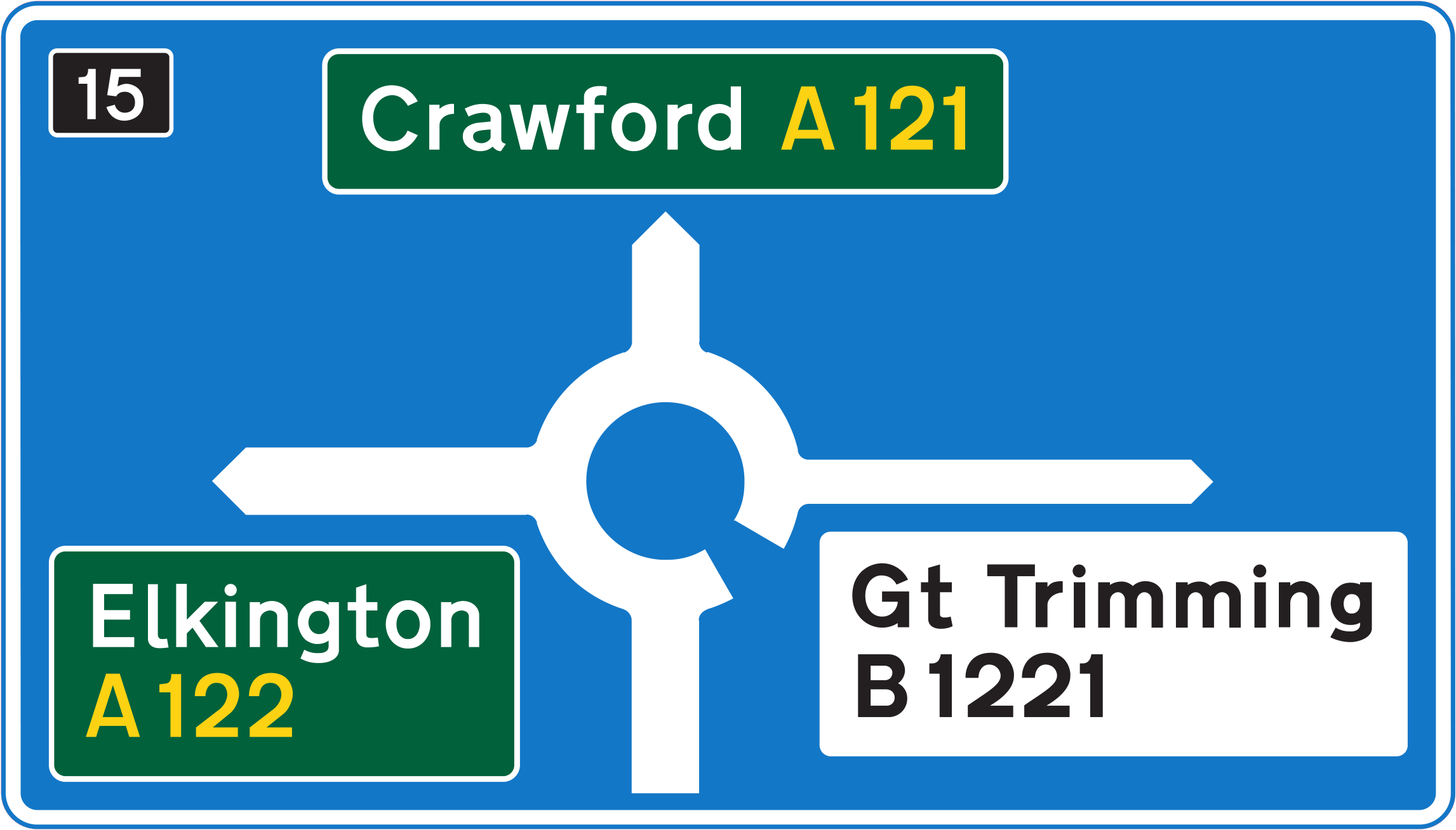 Motorway ends at a junction with an all-purpose road sign - UK Road Sign