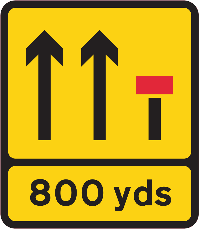 Right-hand lane closed ahead on a motorway or dual carriageway sign ...
