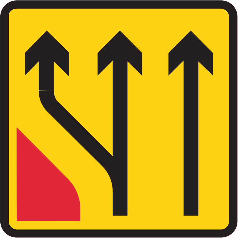 Additional traffic lane available ahead as part of a temporary traffic ...