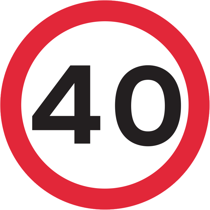 Maximum speed of 40 mph sign - UK Road Sign