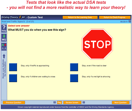 Theory Test Screen