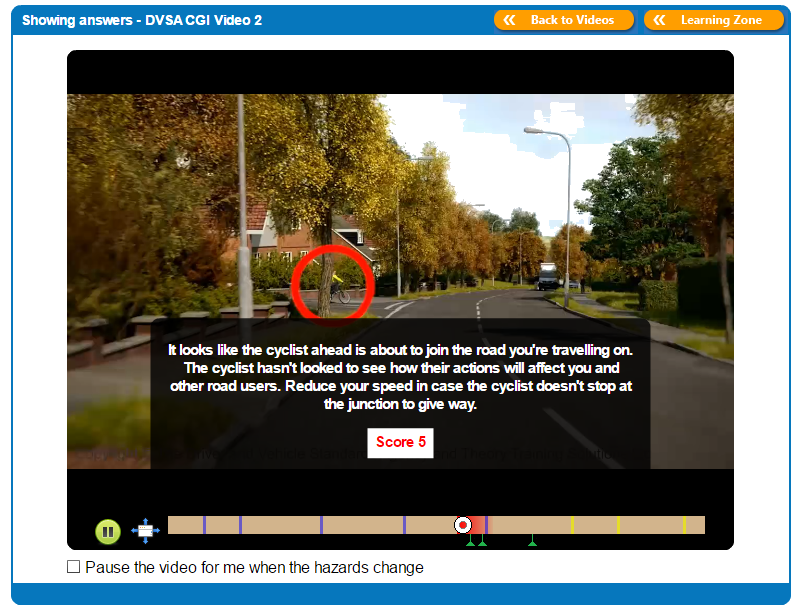 An example of a Driving Theory 4 All Hazard Perception Test Answer Video