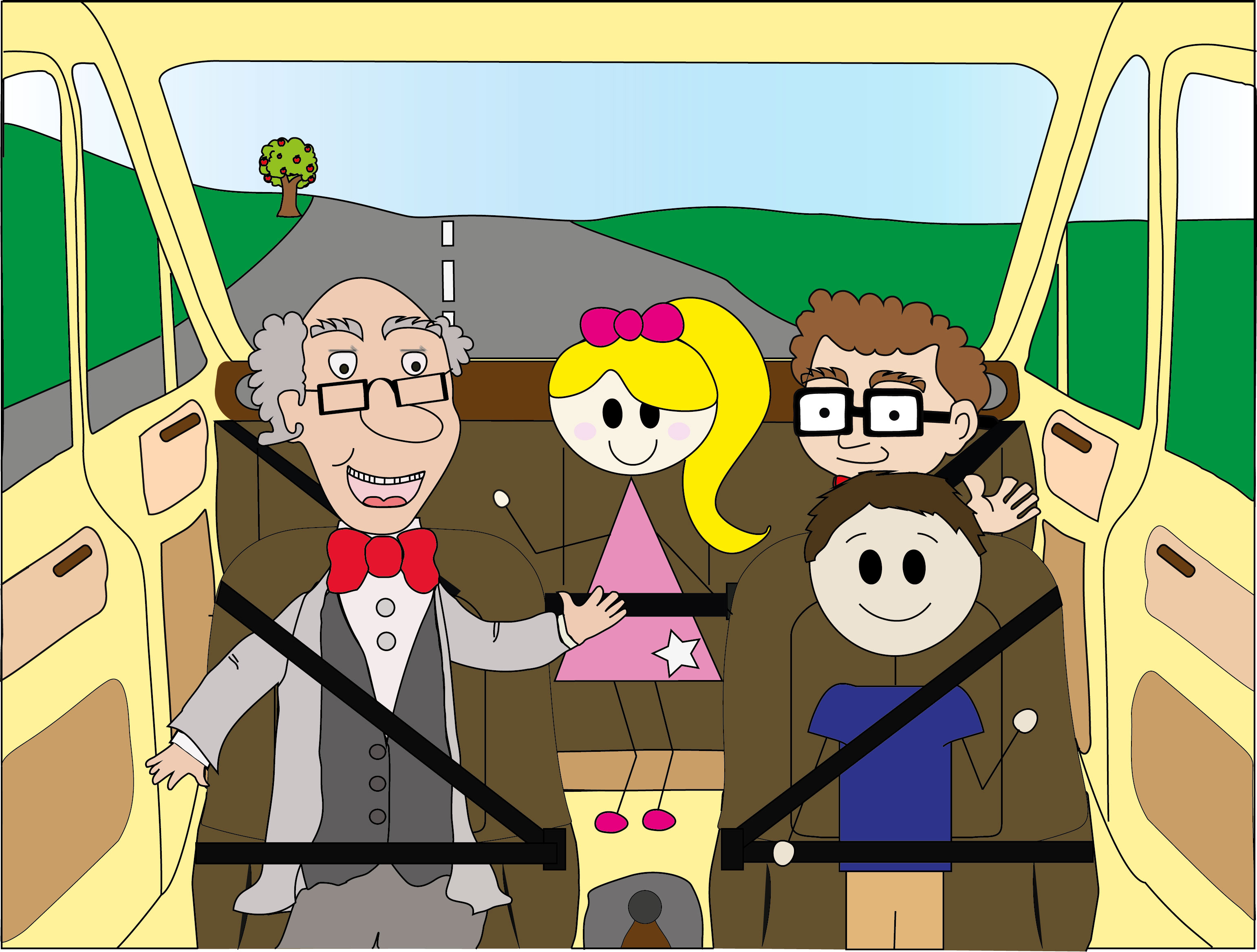 The Stick and Theory Family in the Car
